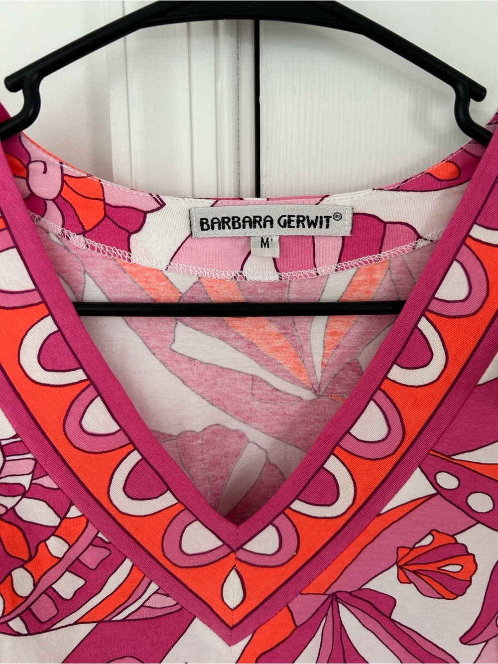 Vibrant Pink & Orange Printed V-Neck Midi Dress - Picture 3 of 3